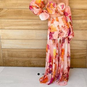 ASOS DESIGN Luxe Chiffon Full Maxi Skirt in Floral Print